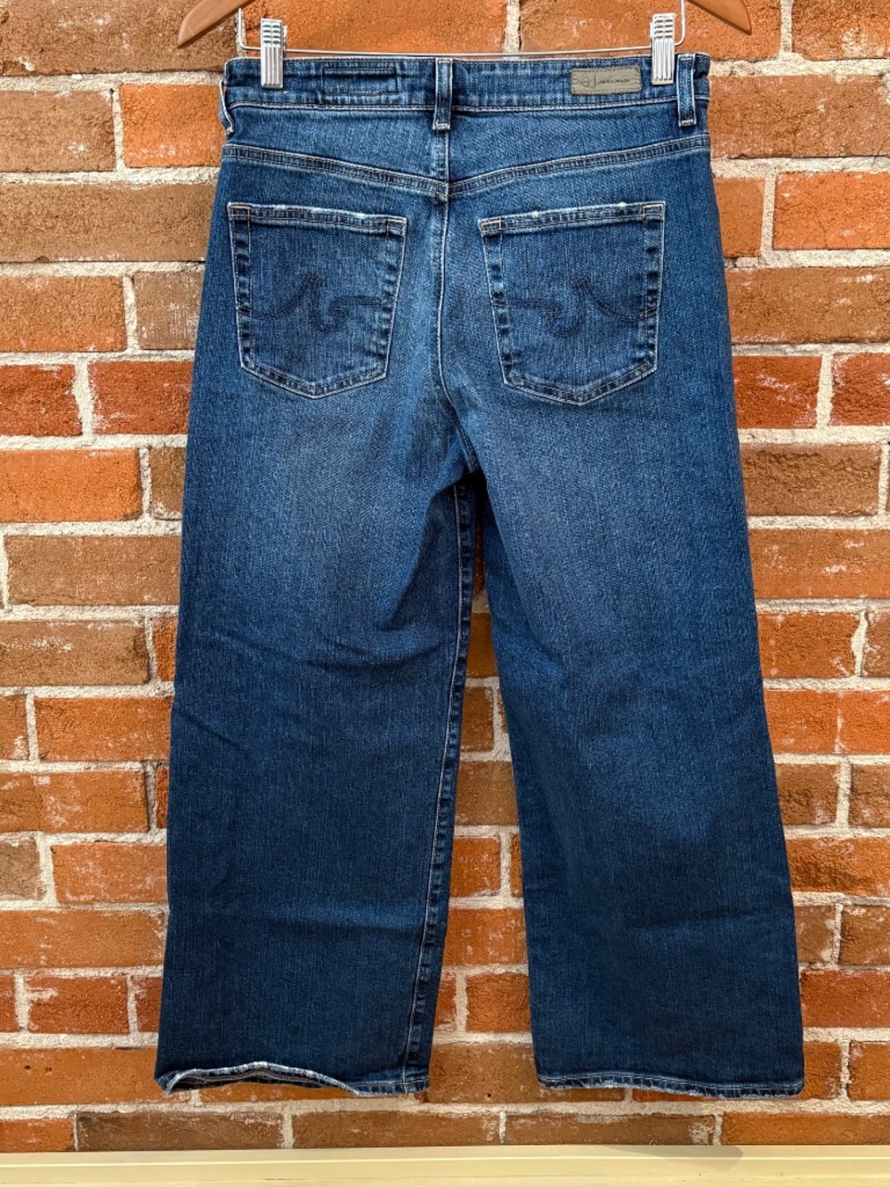 AG-ED “Saige” Mid Rise Wide Leg Crop Jean Size 28 Indigo Wash Japanese Fabric - Picture 5 of 8